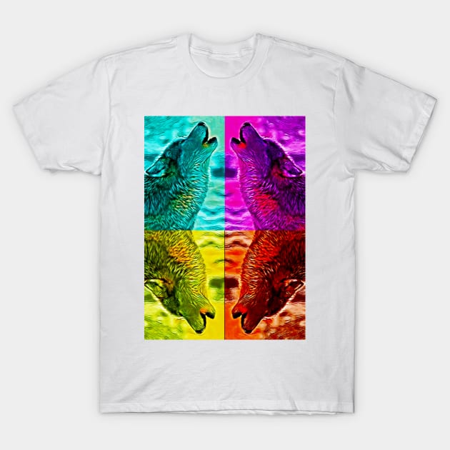 Colored Wolves T-Shirt by d1a2n3i4l5